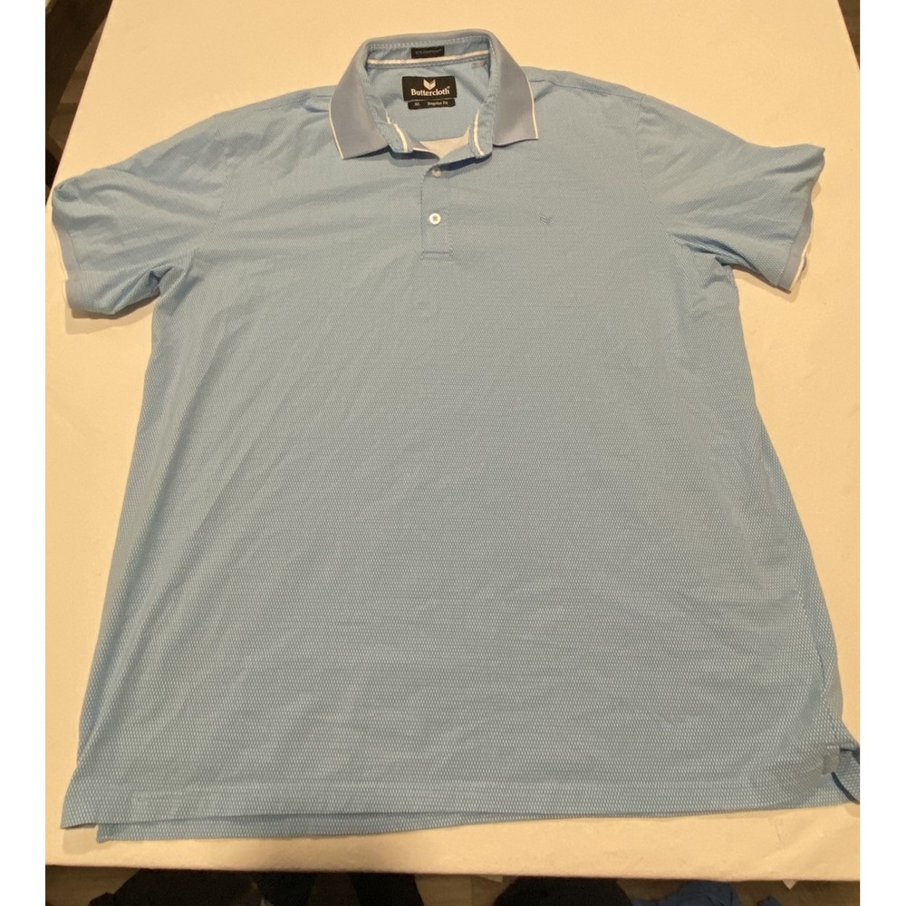 Butter Cloth Icy Cotton Polo Shirt Mens XL Blue Cooling Golf Short Sleeve